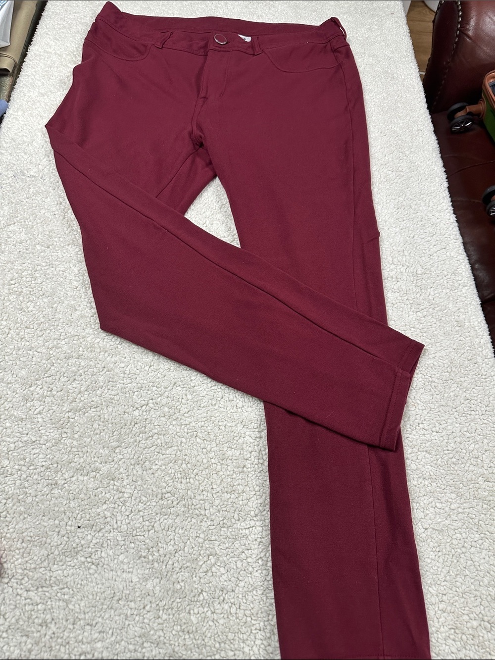 Seven7 Super Stretchy Pants Maroon Jegging / Zipper Skinny Rayon Nylon Blend  14